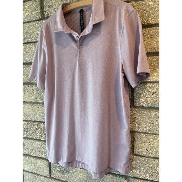 Lululemon Mens Lavender Polo Shirt Short Sleeve Button Collar Lightweight Stretc - Picture 2 of 7